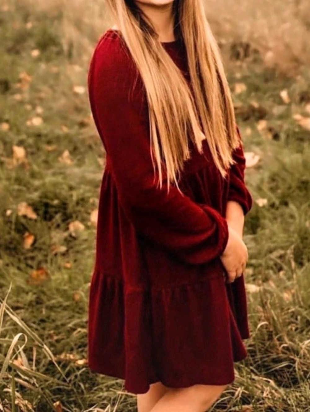 Cat and Jack Girls' Burgundy Long Sleeve Dress Like New